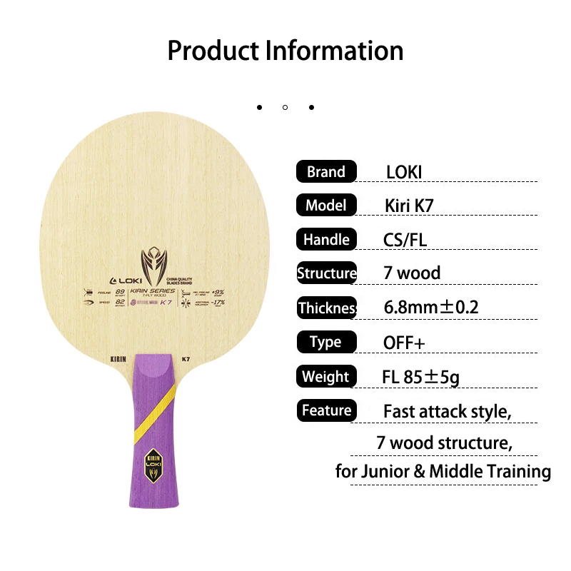 LOKI Kirin K5 K6 K7 Pala de Te - Table Tennis Loki reseña y precio
